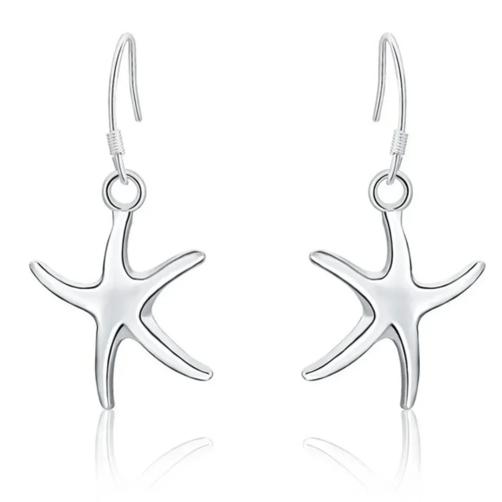 Silver charm Cute starfish earrings for Women Luxury Fashion Party - Picture 4 of 6